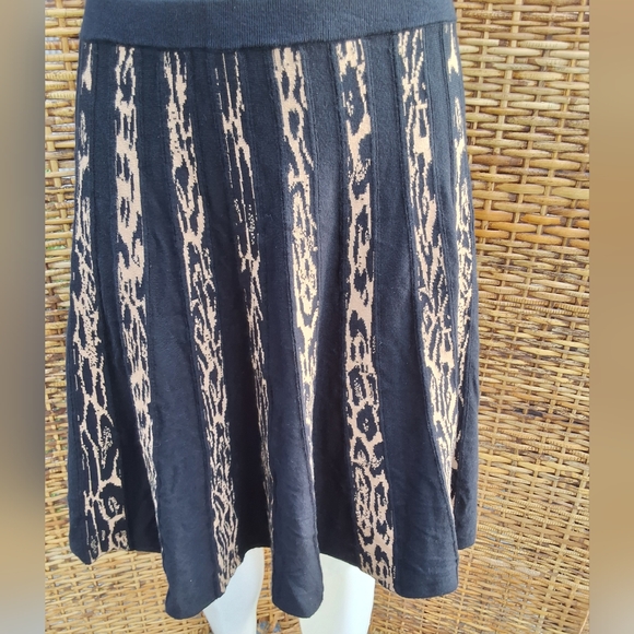 Grace Elements Chhetah Leopard knit Pleated Skirt XL NWT - Picture 1 of 15